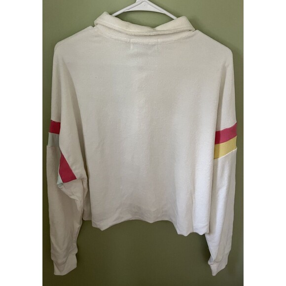 Wild Fox Candy Stripe Miami Polo Shirt Vanilla Terry Cloth Long Sleeve Medium - Picture 7 of 7